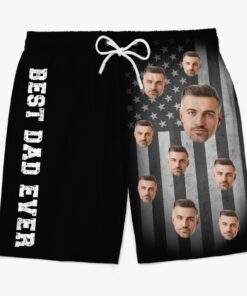 custom best dad ever swim trunks personalized face american flag beach shorts for fathers day 6 89caf