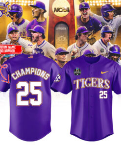 Custom LSU Tigers 2025 National Champions Jersey – Purple NCAA Baseball Shirt with Name & Number