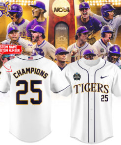 Custom LSU Tigers 2025 National Champions Jersey – White Baseball Shirt with Name & Number
