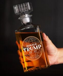 Donald Trump 45-47 Make America Great Again Whiskey Decanter – Patriotic Glass Bottle Gift