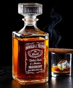 Donald J. Trump 45 & 47 Whiskey Decanter – Patriotic MAGA Gift for Conservatives