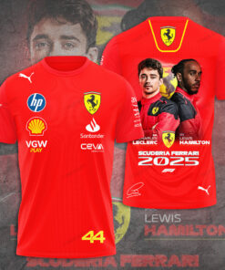 Ferrari 2025 T-Shirt – Leclerc & Hamilton F1 Racing Tee with Scuderia Team Graphics
