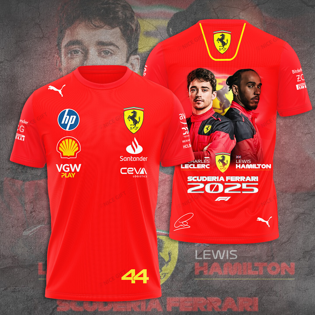 ferrari 2025 t shirt leclerc hamilton f1 racing tee with scuderia team graphics vqo3o