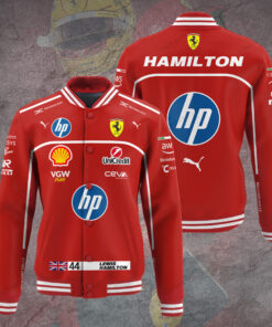 Ferrari F1 Bomber Jacket – Hamilton Sponsor-Logo Racing Fan Outerwear