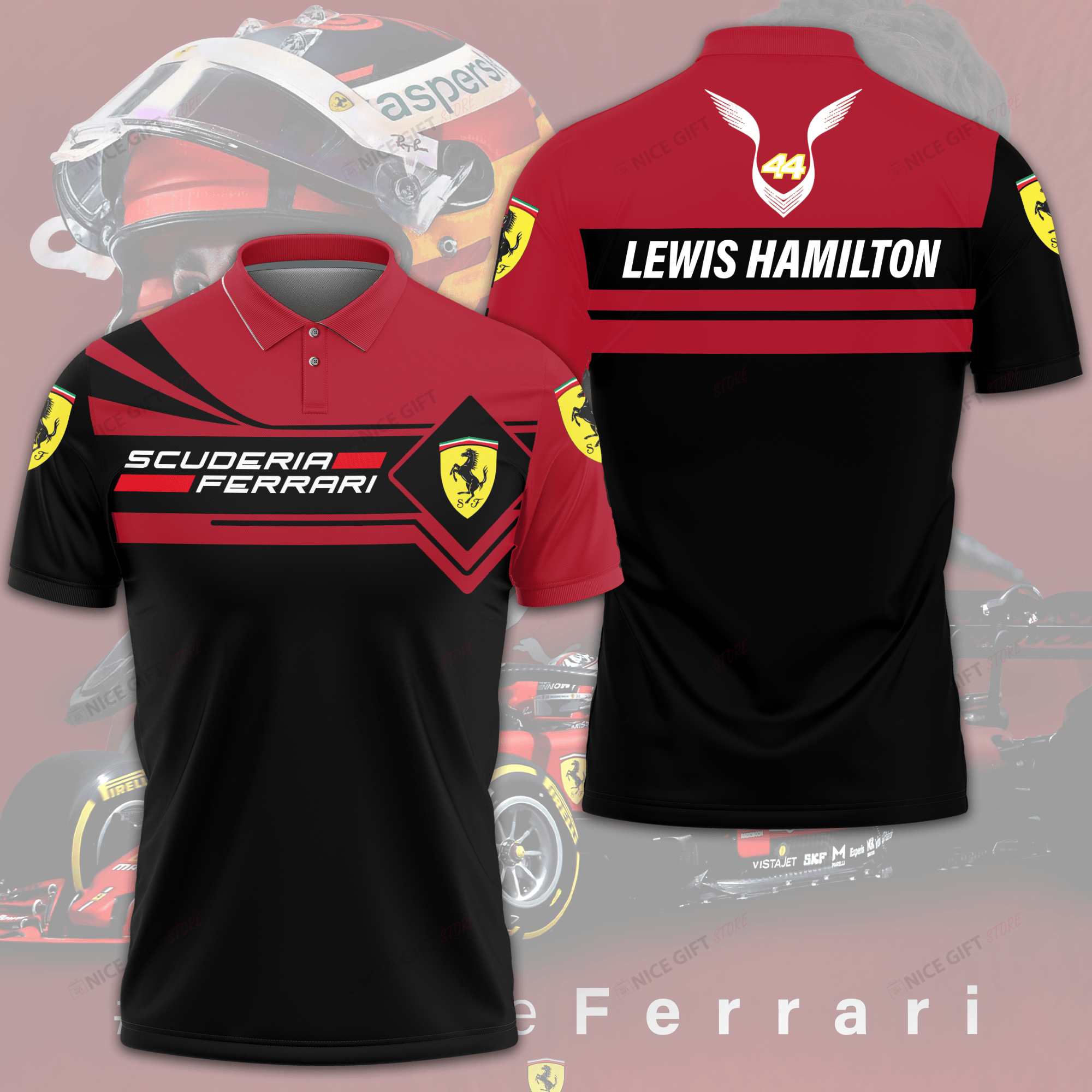 ferrari f1 team polo bold lewis hamilton racing shirt for fans clrqc