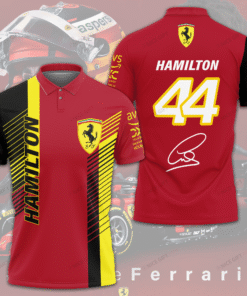 Ferrari F1 Team Polo – Lewis Hamilton Fan Shirt in German Flag Inspired Style