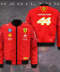 Ferrari Hamilton Bomber Jacket – F1 Racing Style with Shell, Puma & Sponsor Logos