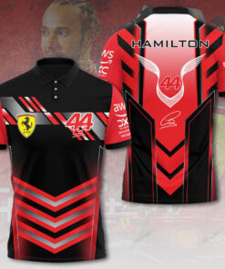 Ferrari Racing Polo – Lewis Hamilton F1 Shirt with Signature and Number 44