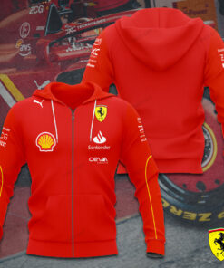 Ferrari Zip-Up Hoodie – 3D F1 Racing Sweatshirt with Shell, Puma & Team Logos