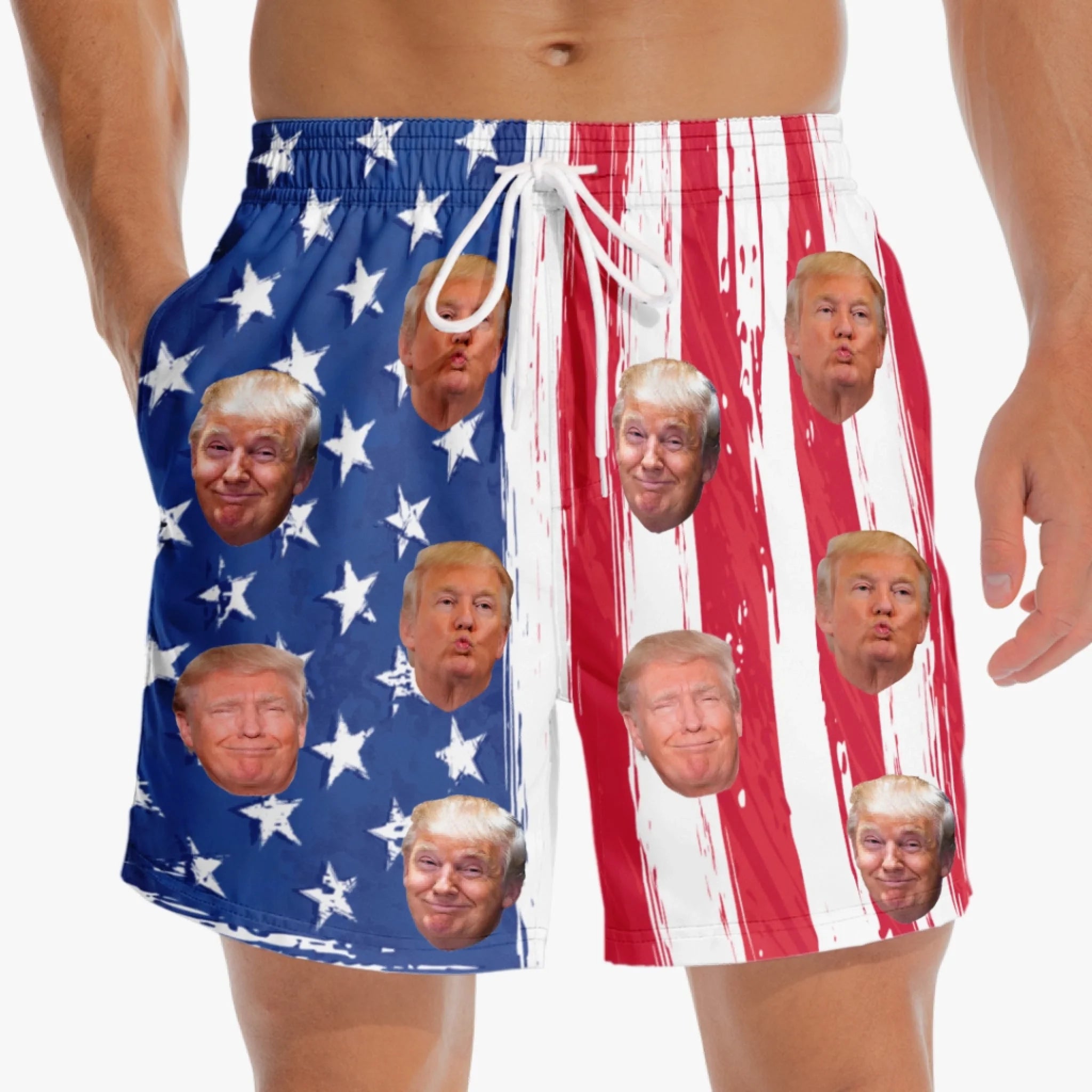 funny trump american flag swim shorts patriotic usa face beach trunks for men 1 8cnei
