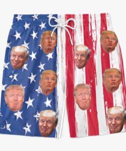 funny trump american flag swim shorts patriotic usa face beach trunks for men 3 elqq4