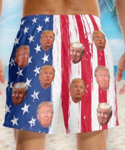 funny trump american flag swim shorts patriotic usa face beach trunks for men 4 lp7ub