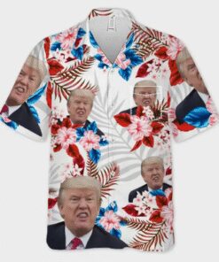 Funny Trump Face Hawaiian Shirt – Tropical Floral Political Gag Shirt
