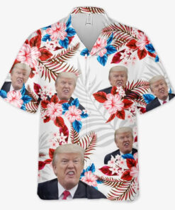 funny trump face hawaiian shirt tropical floral political gag shirt 6 pw17d