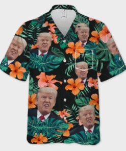 Funny Trump Face Hawaiian Shirt – Tropical Meme Aloha Shirt for Men
