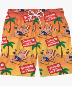 funny trump vacation swim shorts greetings from the gulf of america beach trunks for men 5 xrvs9