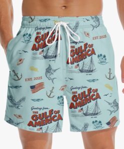 Gulf of America Nautical Swim Shorts – Vintage Sailing Beach Trunks for Men