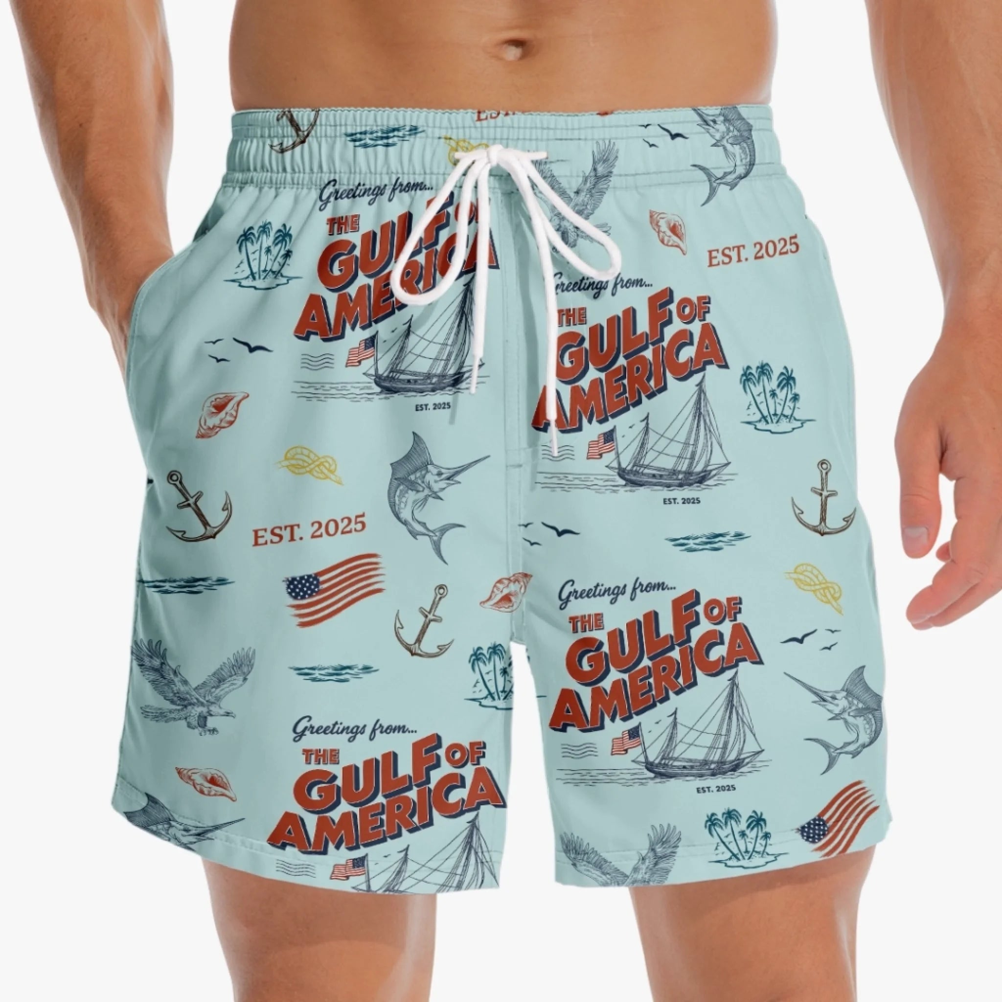 gulf of america nautical swim shorts vintage sailing beach trunks for men 1 6fhot