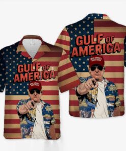 Gulf of America Trump Shirt – MAGA Patriotic USA Flag Hawaiian Shirt