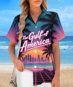 gulf of america trump shirt retro sunset synthwave hawaiian shirt 3 p8k7x