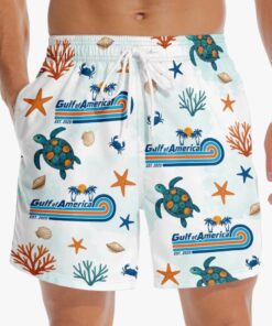 Gulf of America Turtle Swim Shorts – Retro Ocean Beach Trunks for Men