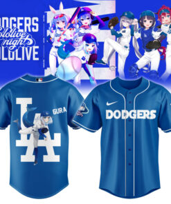 Gura Dodgers Blue Baseball Jersey – Hololive VTuber Shirt for Anime & LA Dodgers Fans