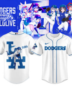 Gura Dodgers White Baseball Jersey – Hololive VTuber Shirt for Anime & LA Dodgers Fans