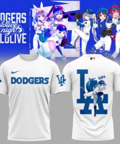 Gura Dodgers White Shirt – Hololive VTuber Baseball Tee for Anime & LA Dodgers Fans
