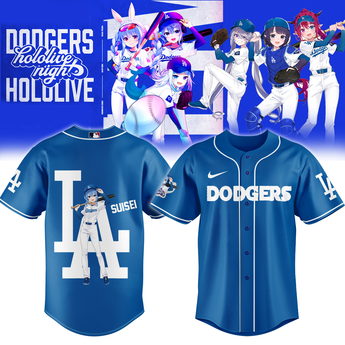 hololive suisei dodgers jersey anime baseball shirt for la fans vtuber lovers h90u8
