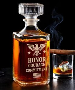 Honor Courage Commitment Whiskey Decanter – Patriotic Military Gift