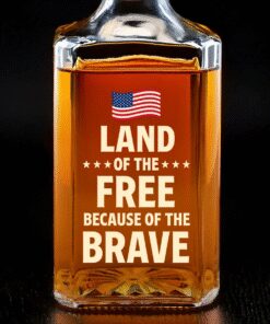 land of the free whiskey decanter patriotic gift for veterans americans 5 0zb0k