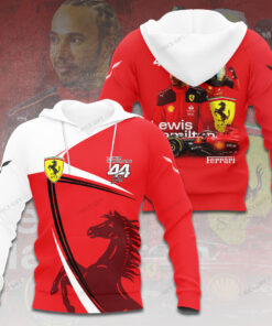 Lewis Hamilton 44 Ferrari Hoodie – F1 Racing Pullover with Prancing Horse and Driver Graphic Back