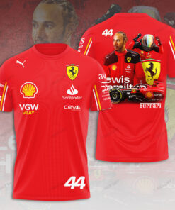 Lewis Hamilton 44 Ferrari T-Shirt – F1 Racing Tee with Full Graphic Back and Team Logos