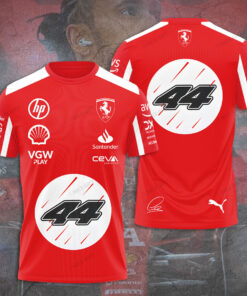 Lewis Hamilton #44 Scuderia Ferrari F1 T-Shirt – Red and White Racing Tee for Formula One Fans