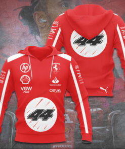 Lewis Hamilton Ferrari Hoodie – 3D F1 Racing Sweatshirt with Number 44 & Sponsor Logos