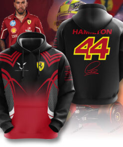 Lewis Hamilton Ferrari Hoodie – Black & Red Scuderia F1 Racing Pullover