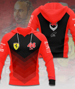 Lewis Hamilton Ferrari Hoodie – Red & Black Scuderia F1 Pullover for Fans