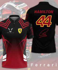 Lewis Hamilton Ferrari Polo Shirt – Black and Red Scuderia F1 Signature Edition