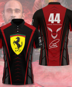 Lewis Hamilton Ferrari Polo Shirt – Black Scuderia F1 Team Jersey for Racing Fans