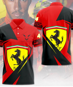 Lewis Hamilton Ferrari Polo Shirt – Bold Red & Black Scuderia F1 Jersey