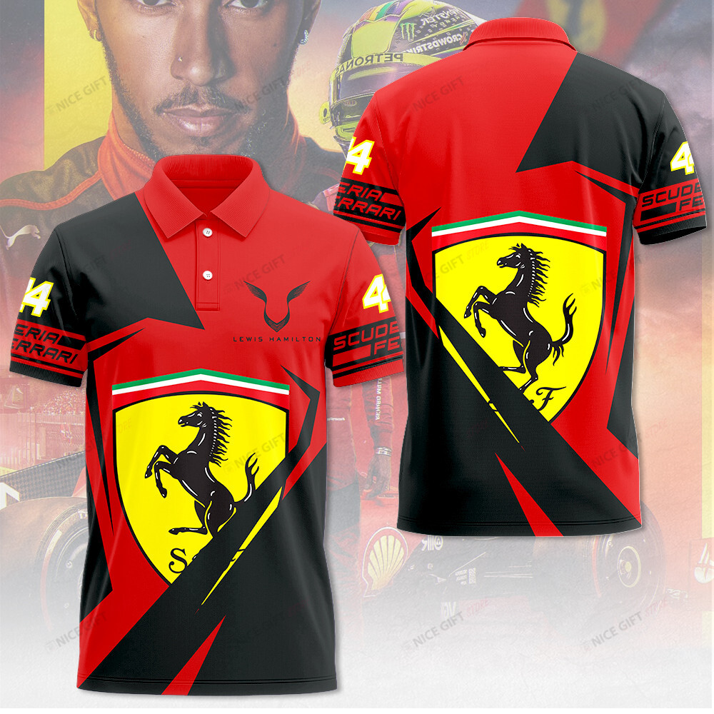 lewis hamilton ferrari polo shirt bold red black scuderia f1 jersey go7r9