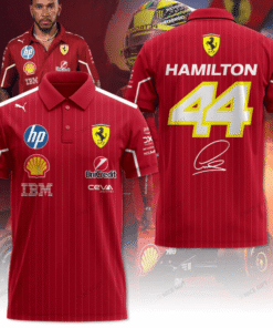 Lewis Hamilton Ferrari Polo Shirt – Classic Red Scuderia F1 Teamwear