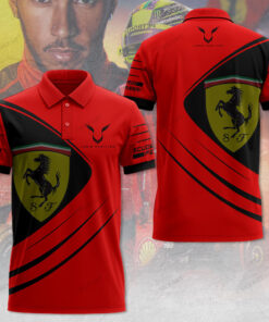 Lewis Hamilton Ferrari Polo Shirt – Red Scuderia F1 Teamwear for Fans