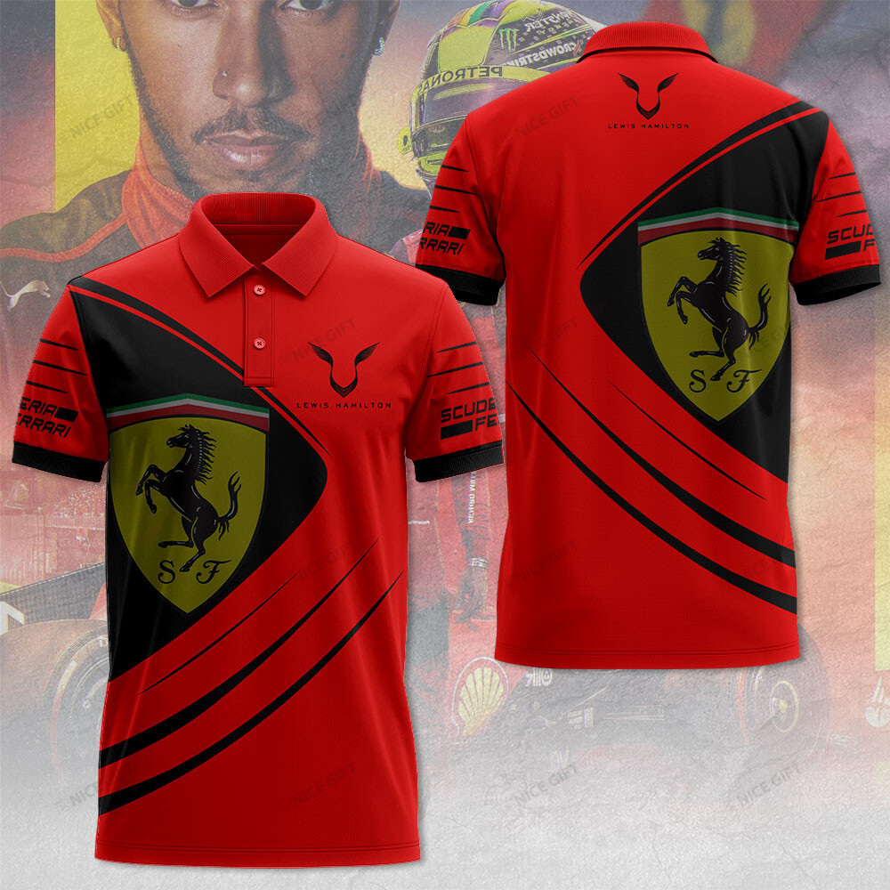 lewis hamilton ferrari polo shirt red scuderia f1 teamwear for fans p45ss