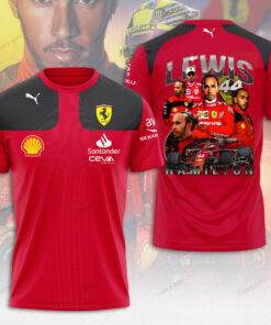 Lewis Hamilton Ferrari T-Shirt – 3D F1 Racing Tee with Number 44 and Team Graphics