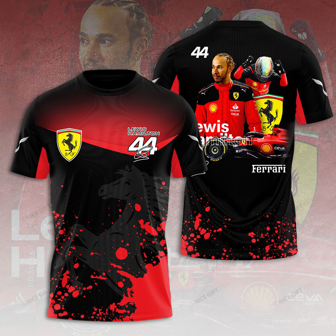 lewis hamilton ferrari t shirt black red f1 fan shirt with full back print b80ka