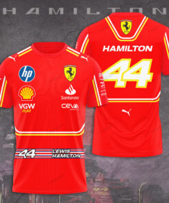 Lewis Hamilton Ferrari T-Shirt – F1 Racing Shirt with Number 44 and Team Sponsors