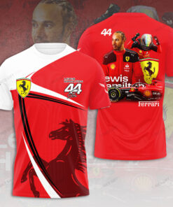 Lewis Hamilton Ferrari T-Shirt – F1 Racing Tee with Prancing Horse Graphic and Driver Portraits