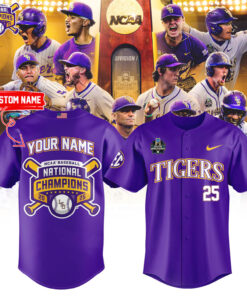 LSU Tigers 2025 National Champions Purple Baseball Jersey – Custom Name & Number