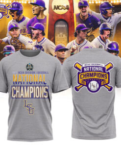 LSU Tigers 2025 NCAA Baseball Champions Shirt – Grey College World Series Tee